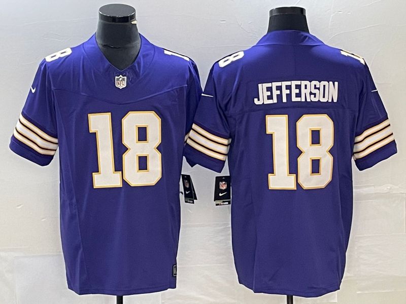 Men Minnesota Vikings #18 Jefferson Purple Nike Throwback Player Game NFL Jersey->tennessee titans->NFL Jersey